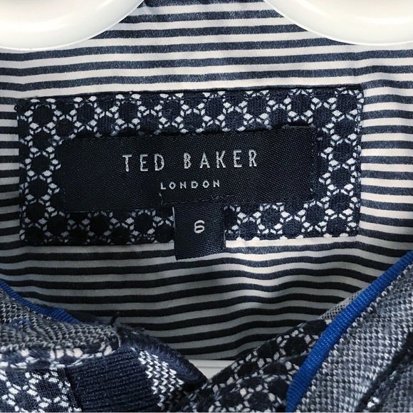 Ted Baker London Polo Golf Shirt Circle Pattern Navy Blue White Size 6 Men’s XL - Picture 4 of 10